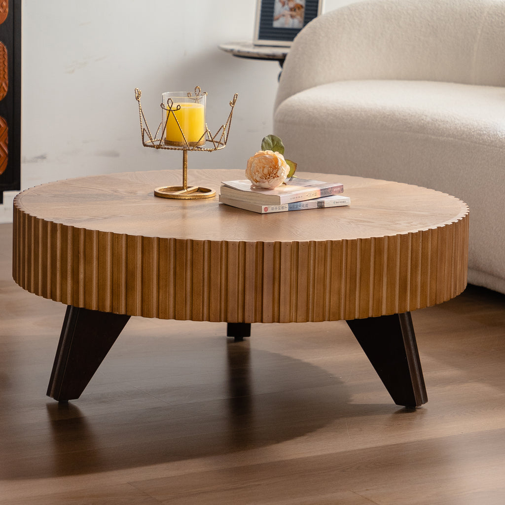35 4 Round Retro Coffee Table Coffee Table Suitable For Coffee And Home Decor Natural - Home Decor & Storage | VELOURY LIVING