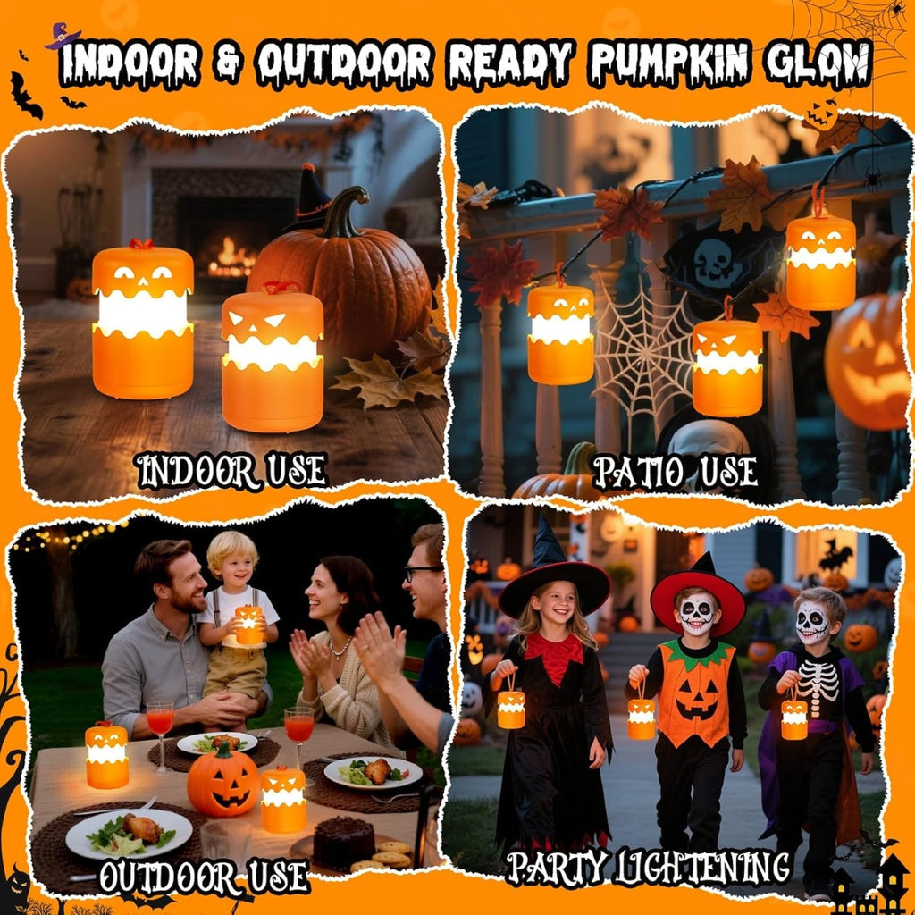Rechargeable Halloween Pumpkin Lantern Light Collapsible Jack O Lantern - Home Decor & Storage | VELOURY LIVING