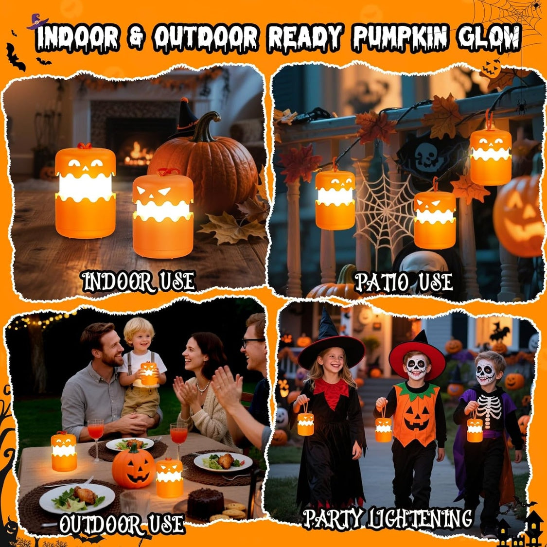 Rechargeable Halloween Pumpkin Lantern Light Collapsible Jack O Lantern - Home Decor & Storage | VELOURY LIVING