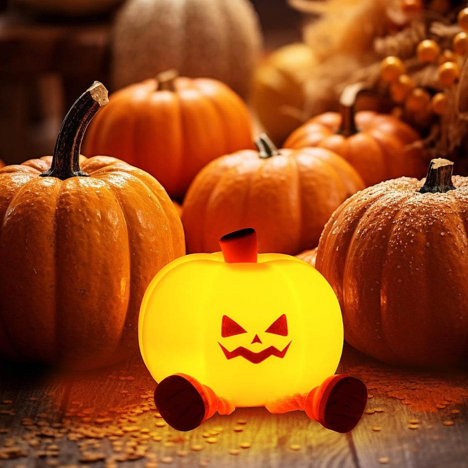 Pumpkin Night Light Official Licensed Genuine Halloween Lamp Decor Gifts Silicone Rechargeable Bedside Touch Dimmable Lamp Festival Decor For Woman - Home Decor & Storage | VELOURY LIVING