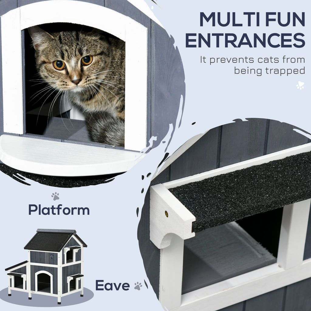 Outdoor Cat House With Weather Resistant Roof Garden Bed Outdoor Cat Shelter Enclosure With Multiple Entrances Modern Cat Furniture Hideout Cat Gifts Gray - Home Decor & Storage | VELOURY LIVING