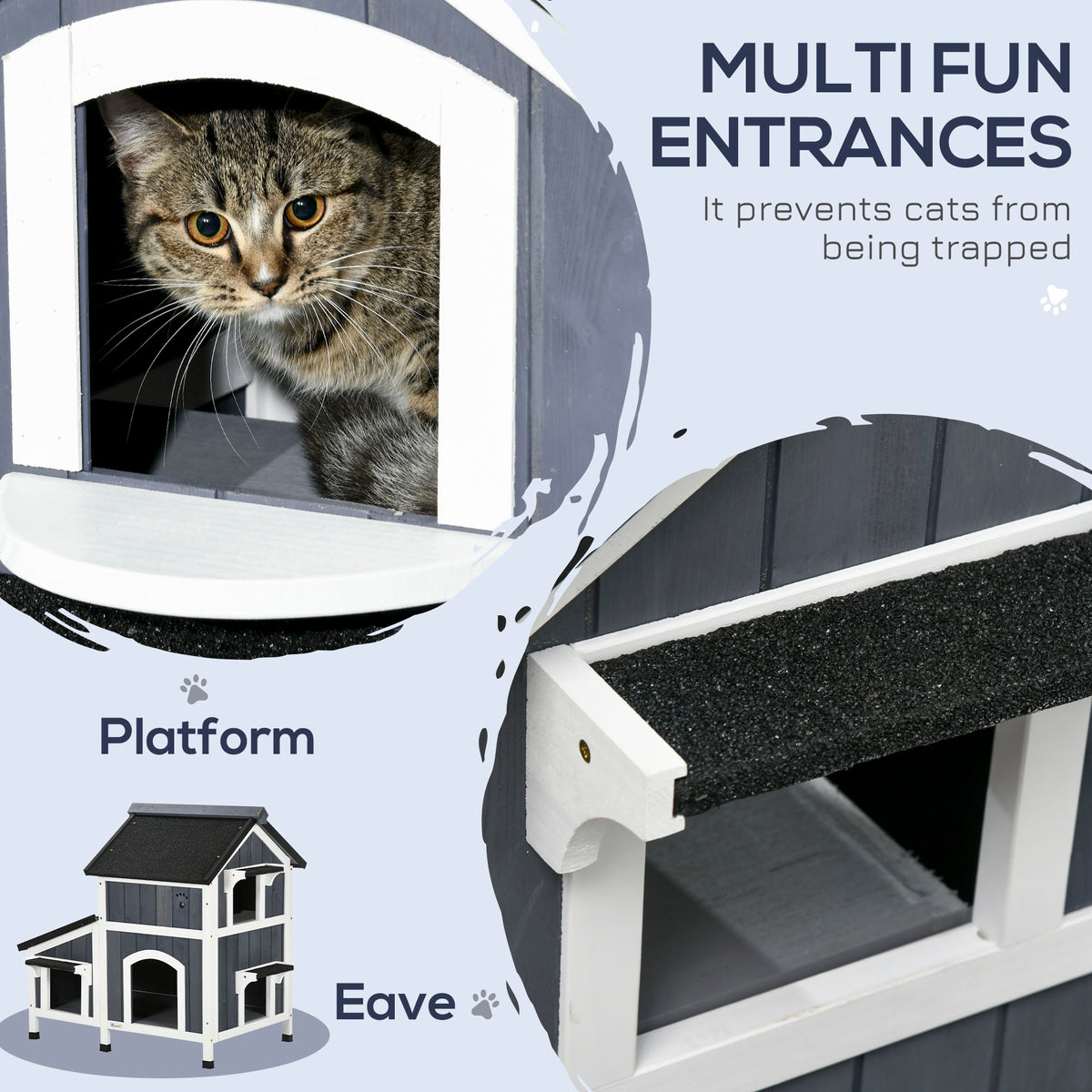 Outdoor Cat House With Weather Resistant Roof Garden Bed Outdoor Cat Shelter Enclosure With Multiple Entrances Modern Cat Furniture Hideout Cat Gifts Gray - Home Decor & Storage | VELOURY LIVING