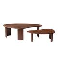 2 Piece Modern Irregular Shape Coffee Table Set For Living Room Easy Assembly Nesting Coffee Tables End Side Tables For Living Room Office Walnut Color - Home Decor & Storage | VELOURY LIVING