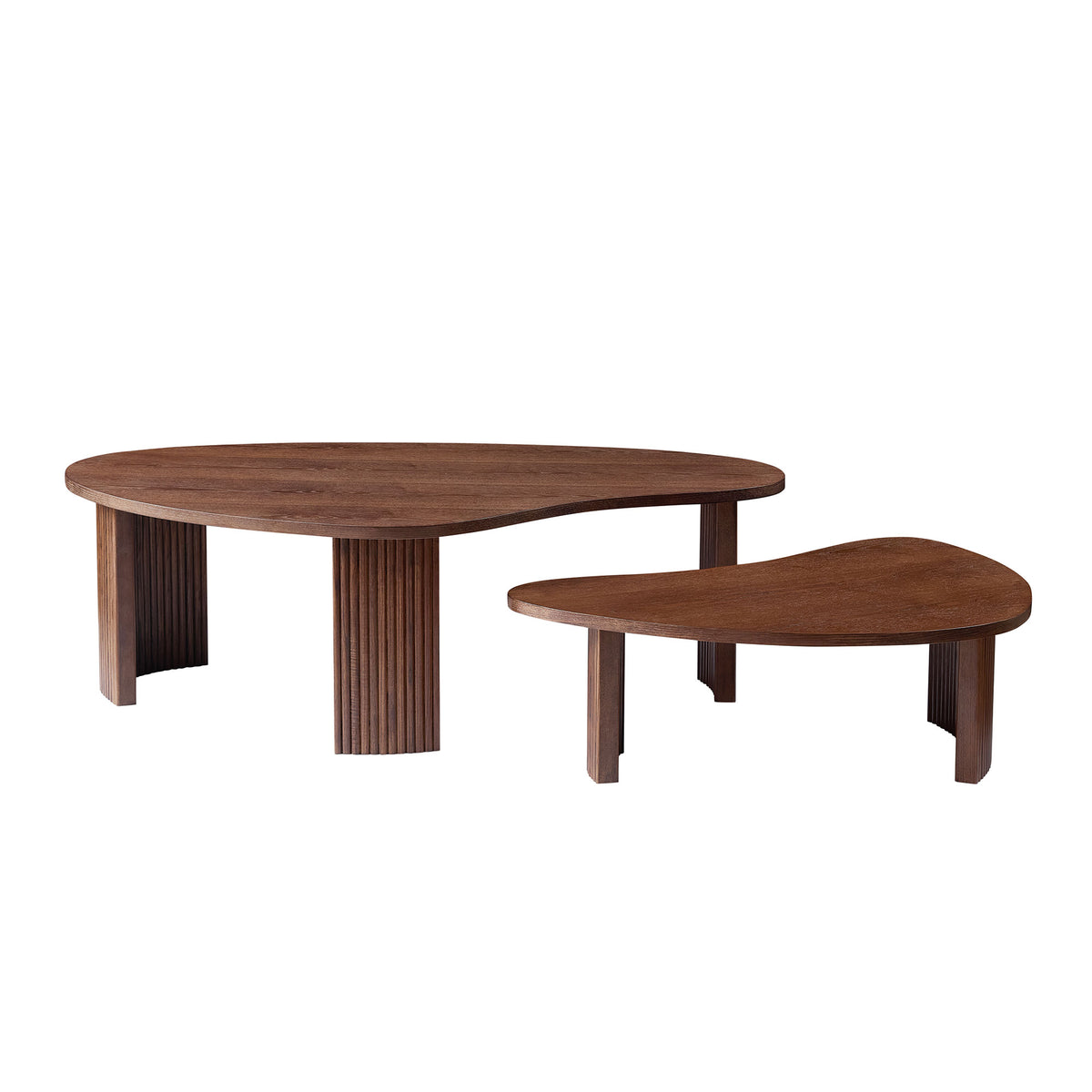 2 Piece Modern Irregular Shape Coffee Table Set For Living Room Easy Assembly Nesting Coffee Tables End Side Tables For Living Room Office Walnut Color - Home Decor & Storage | VELOURY LIVING