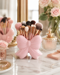 Bow-Shaped Makeup Brush Holder – Decorative Vanity Organizer, Pink or White