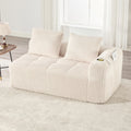 Cozy Corduroy Fabric Two Seater Sofa Without Assembly Soft Back Cushions Side Storage Pocket For Remote Control And Mobile Phone Integrated Cup Holder Neat And Aesthetic - Home Decor & Storage | VELOURY LIVING