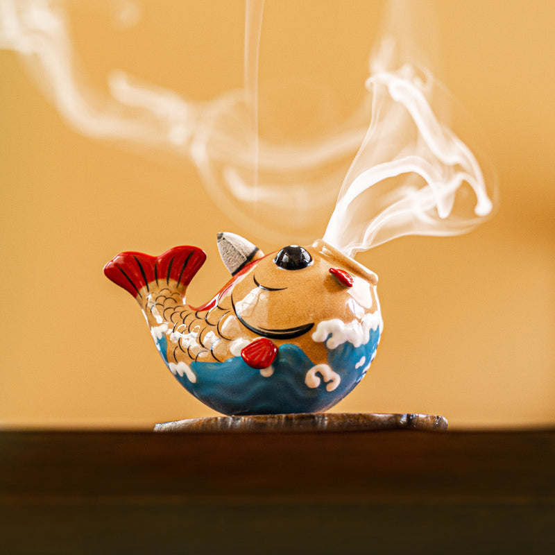 Desktop Reflux Incense Burner With Fish Ornaments Every Year - Home Decor & Storage | VELOURY LIVING