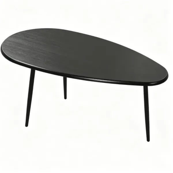 Black Stylish Irregular Shape Coffee Table Heavy Duty Metal Base Oval Sofa Side Table Multifunctional Decor Center Table For Home Living Room - Home Decor & Storage | VELOURY LIVING