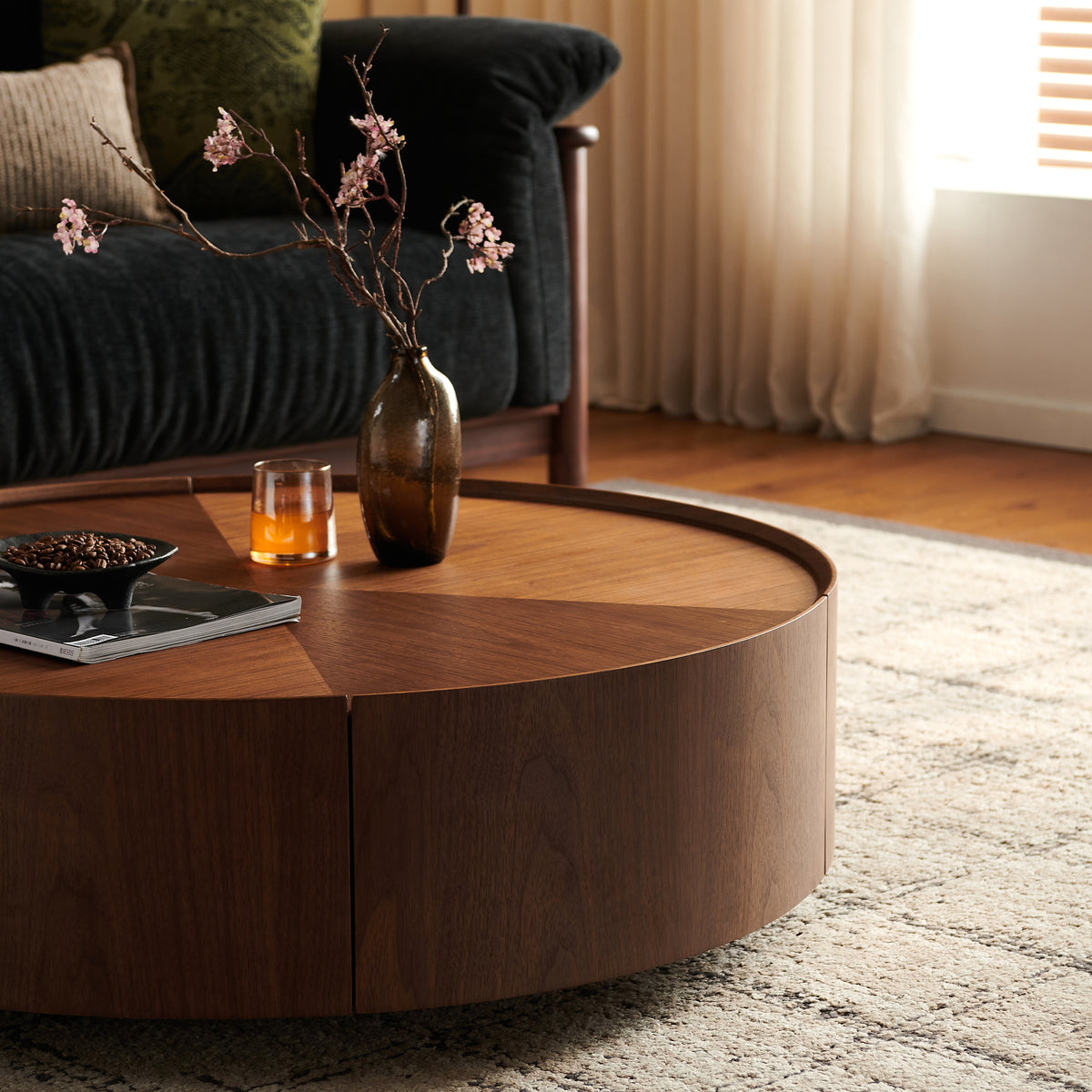 35 4 Inch Coffee Tables Circular Walnut Design Suitable For Living Rooms Walnut Material Suitable For Bedrooms Living Rooms And Offices - Home Decor & Storage | VELOURY LIVING