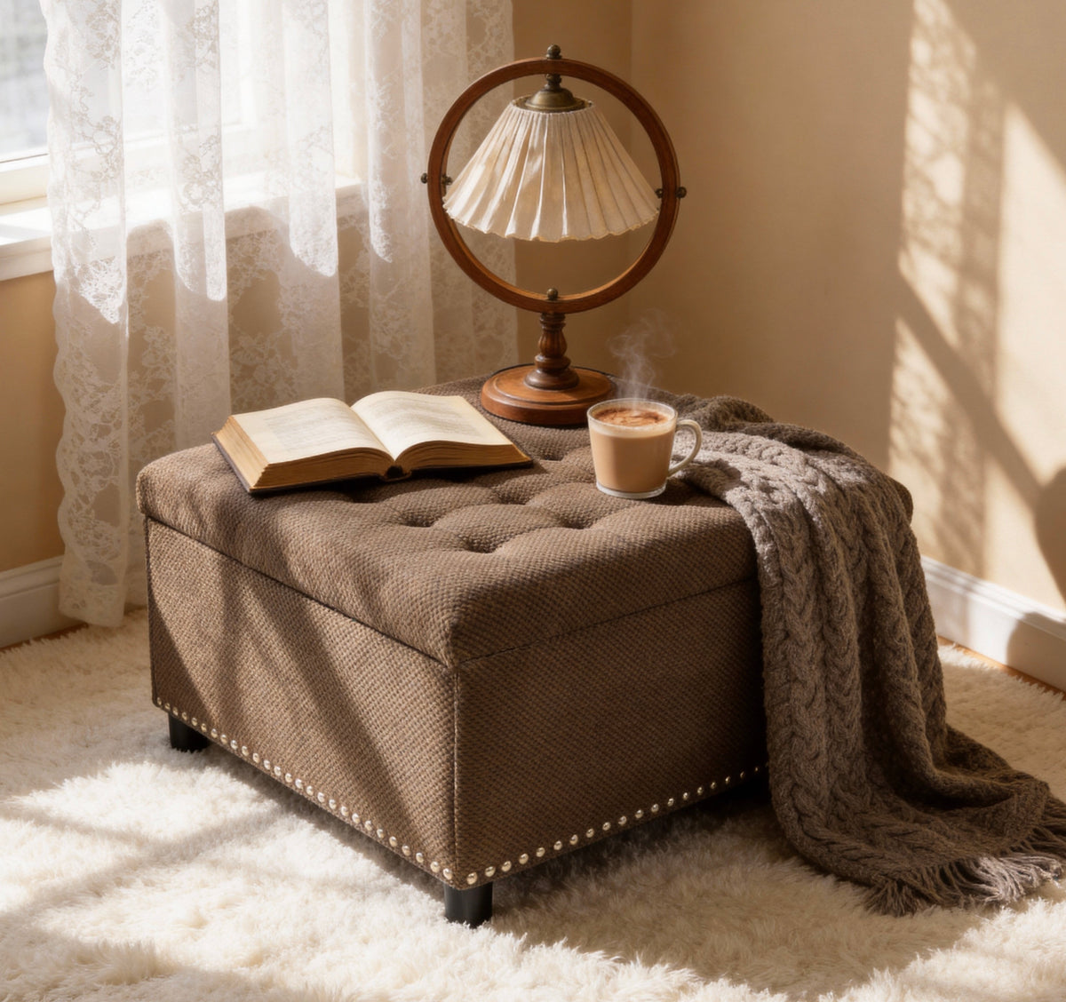 Square Storage Ottoman Small Space Furniture Home Decor Coffee - Home Decor & Storage | VELOURY LIVING