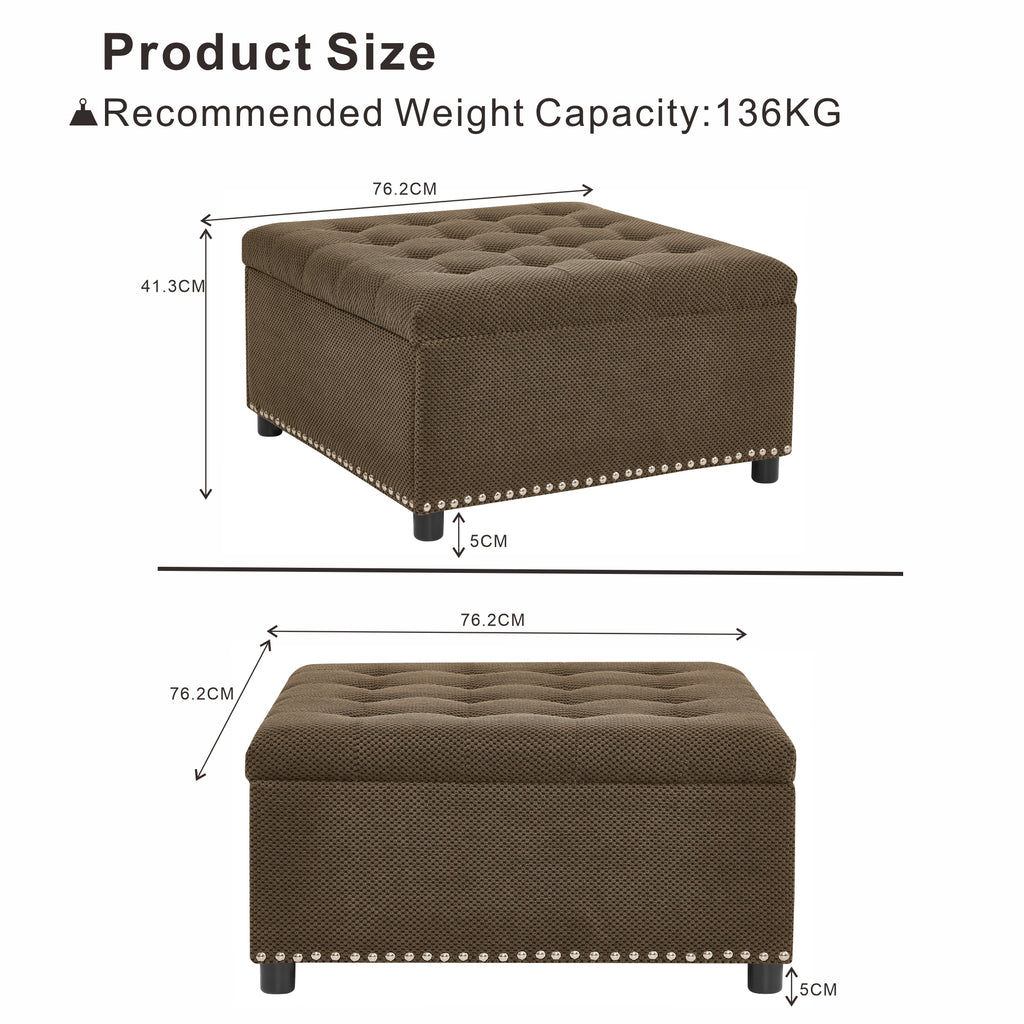 Square Storage Ottoman Small Space Furniture Home Decor Coffee - Home Decor & Storage | VELOURY LIVING