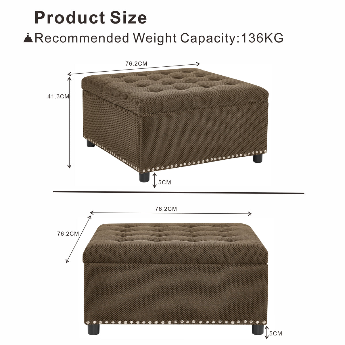 Square Storage Ottoman Small Space Furniture Home Decor Coffee - Home Decor & Storage | VELOURY LIVING