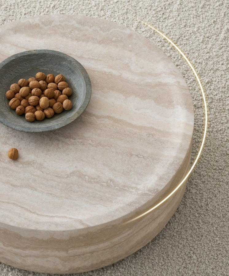 35 43 Faux Mars Pattern Coffee Tables For Living Room Round Tea Faux Travertine Textured Table For Living Room No Need Assembly - Home Decor & Storage | VELOURY LIVING