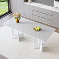 Modern Mdf Dining Table With White Marble Pattern Stylish Metal Hollow Frame Suitable For Compact Dining Tables In Small Space Homes Apartments - Home Decor & Storage | VELOURY LIVING
