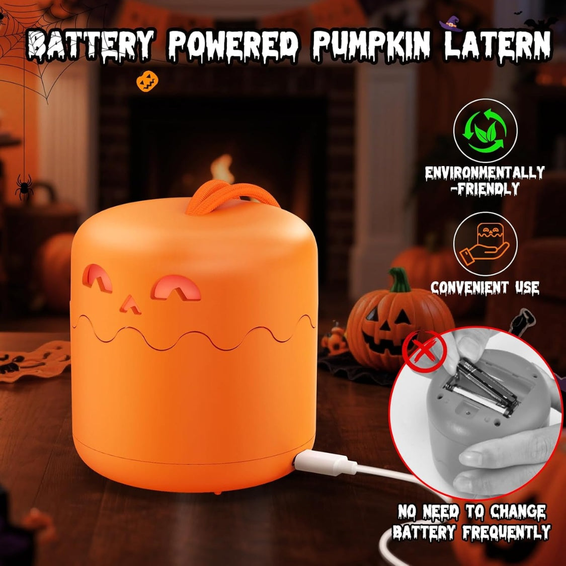 Rechargeable Halloween Pumpkin Lantern Light Collapsible Jack O Lantern - Home Decor & Storage | VELOURY LIVING