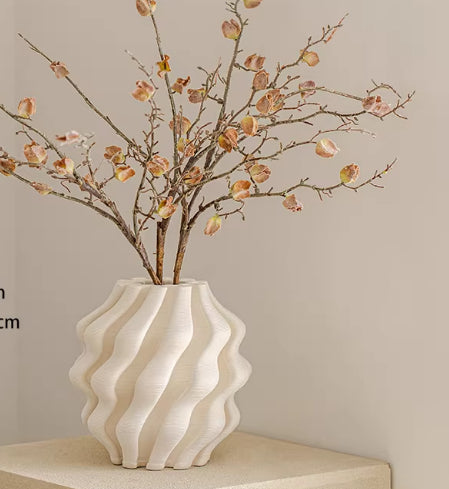 Retro Pleated Ceramic Vase A Stylish Decorative Piece - Home Decor & Storage | VELOURY LIVING