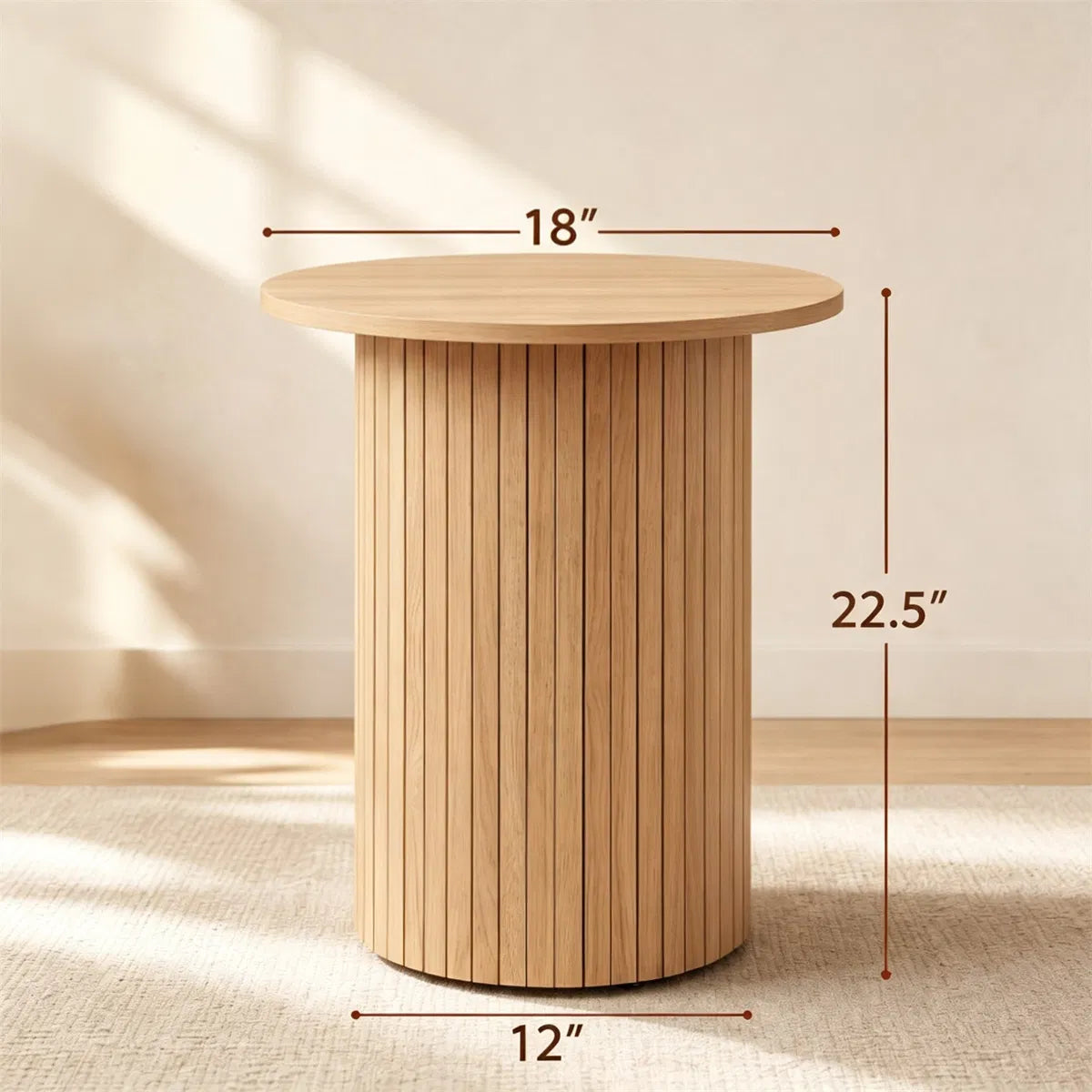 Minimalist Round Pedestal Side Table Space Saving Stable Nightstand With Rounded Edges Anti Slip Pads Versatile Accent Furniture For Small Spaces Home Decor Natural - Home Decor & Storage | VELOURY LIVING
