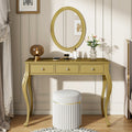 Luxury Makeup Vanity Desk With Oval Mirror 3 Drawer Dressing Table For Jewelry Storage Elegant Console Table For Entryway Living Room Bedroom Stylish Home Decor Gold - Home Decor & Storage | VELOURY LIVING