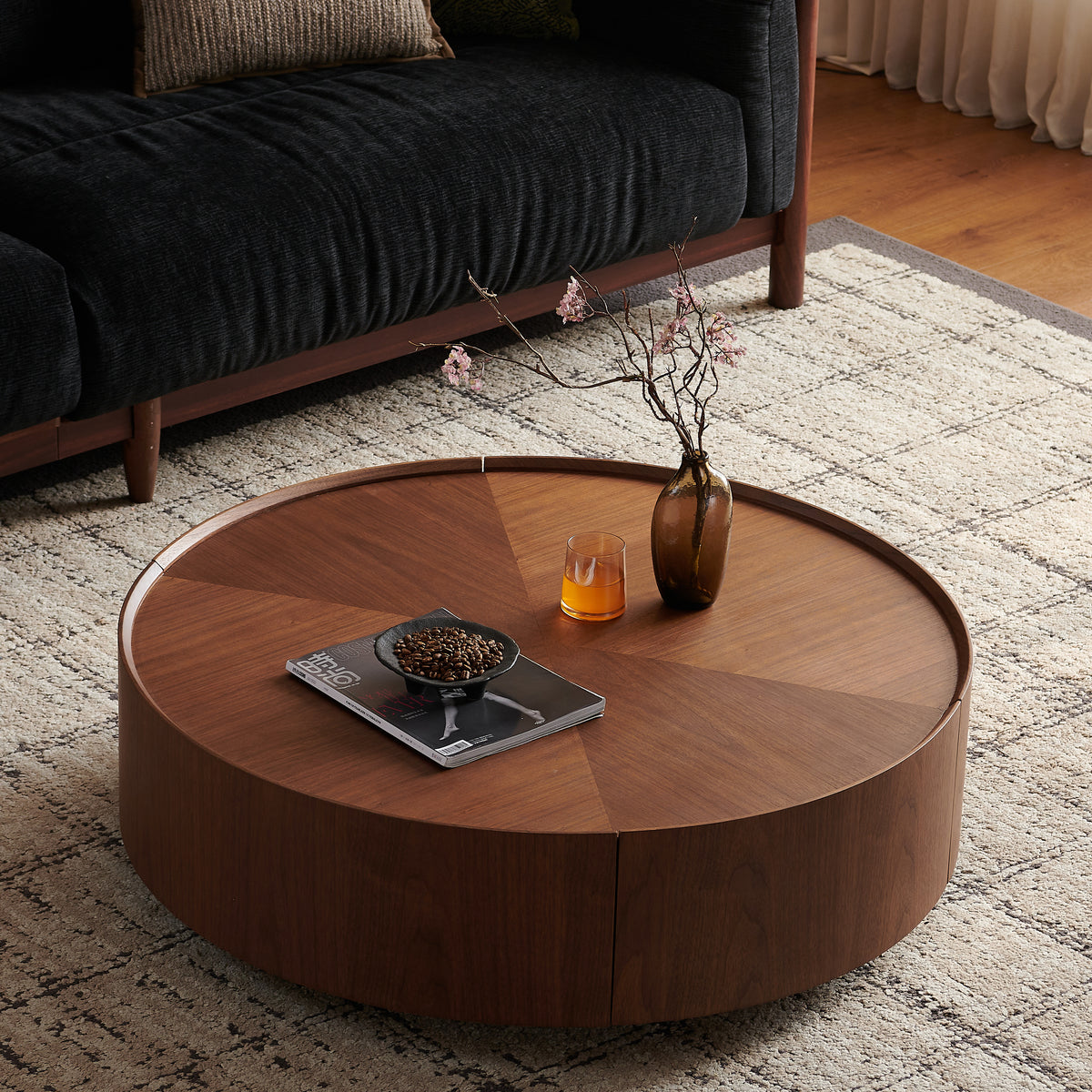 39 3 Inch Coffee Tables Circular Walnut Design Suitable For Living Rooms Walnut Material Suitable For Bedrooms Living Rooms And Offices - Home Decor & Storage | VELOURY LIVING