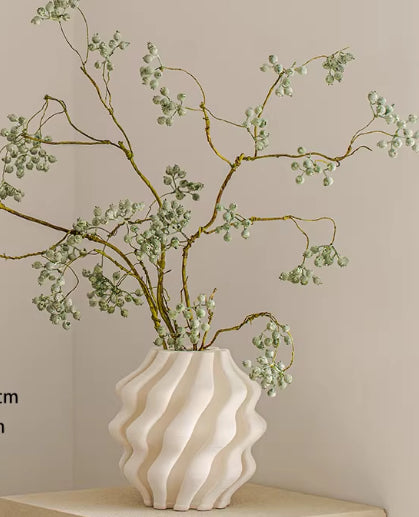 Retro Pleated Ceramic Vase A Stylish Decorative Piece - Home Decor & Storage | VELOURY LIVING