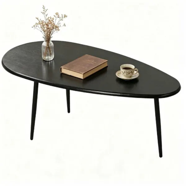 Black Stylish Irregular Shape Coffee Table Heavy Duty Metal Base Oval Sofa Side Table Multifunctional Decor Center Table For Home Living Room - Home Decor & Storage | VELOURY LIVING