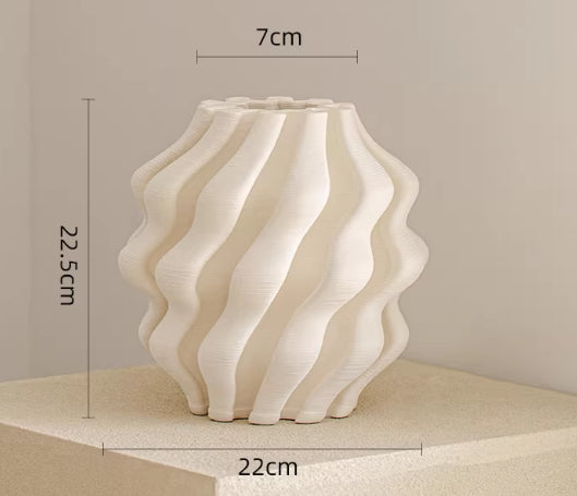Retro Pleated Ceramic Vase A Stylish Decorative Piece - Home Decor & Storage | VELOURY LIVING