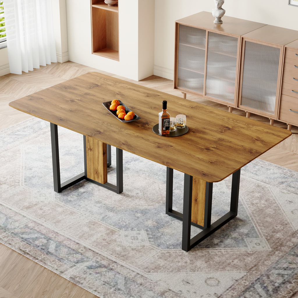 Modern Minimalism And Luxurious Wood Rectangular Patterned Dining Table The Computer Desk Dining Tables Are Used In The Dining Room Living Room 78 7X39 3X30 - Home Decor & Storage | VELOURY LIVING