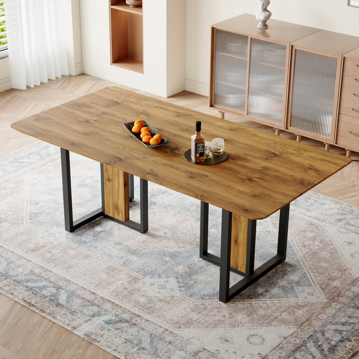 Modern Minimalism And Luxurious Wood Rectangular Patterned Dining Table The Computer Desk Dining Tables Are Used In The Dining Room Living Room 78 7X39 3X30 - Home Decor & Storage | VELOURY LIVING