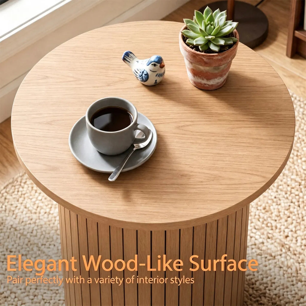 Minimalist Round Pedestal Side Table Space Saving Stable Nightstand With Rounded Edges Anti Slip Pads Versatile Accent Furniture For Small Spaces Home Decor Natural - Home Decor & Storage | VELOURY LIVING