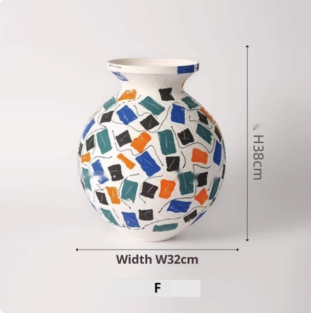 Hand Drawn Minimalist Modern Colored Ceramic Decorative Vase - Home Decor & Storage | VELOURY LIVING