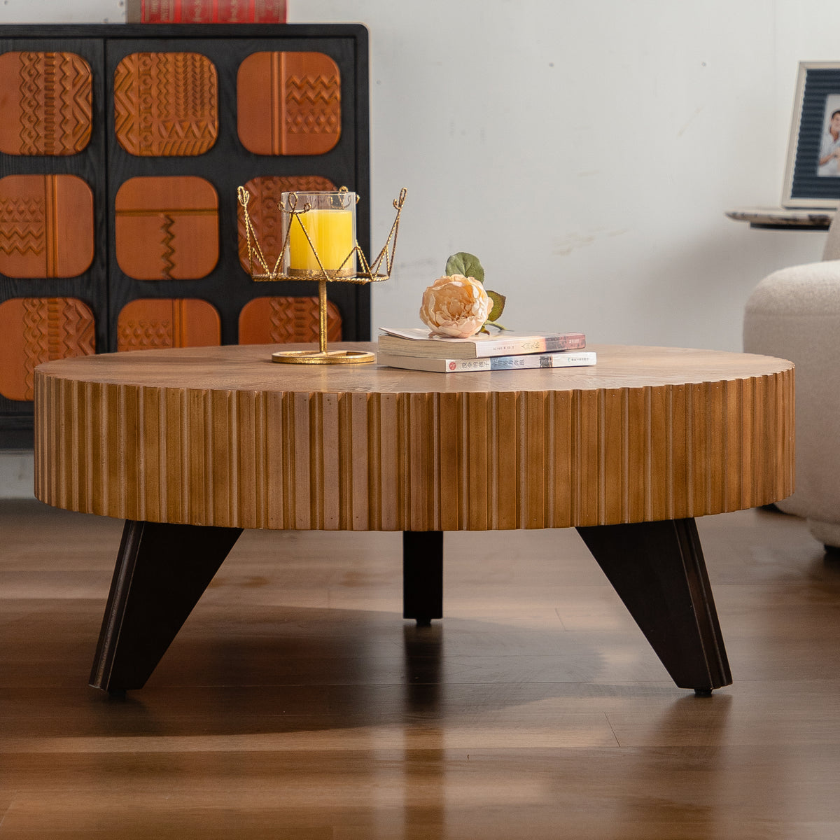 35 4 Round Retro Coffee Table Coffee Table Suitable For Coffee And Home Decor Natural - Home Decor & Storage | VELOURY LIVING