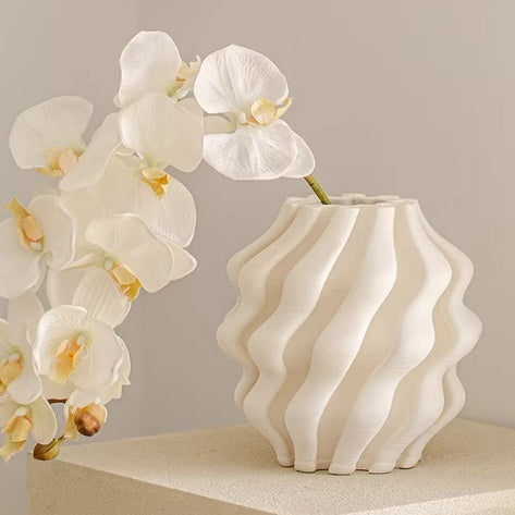Retro Pleated Ceramic Vase A Stylish Decorative Piece - Home Decor & Storage | VELOURY LIVING