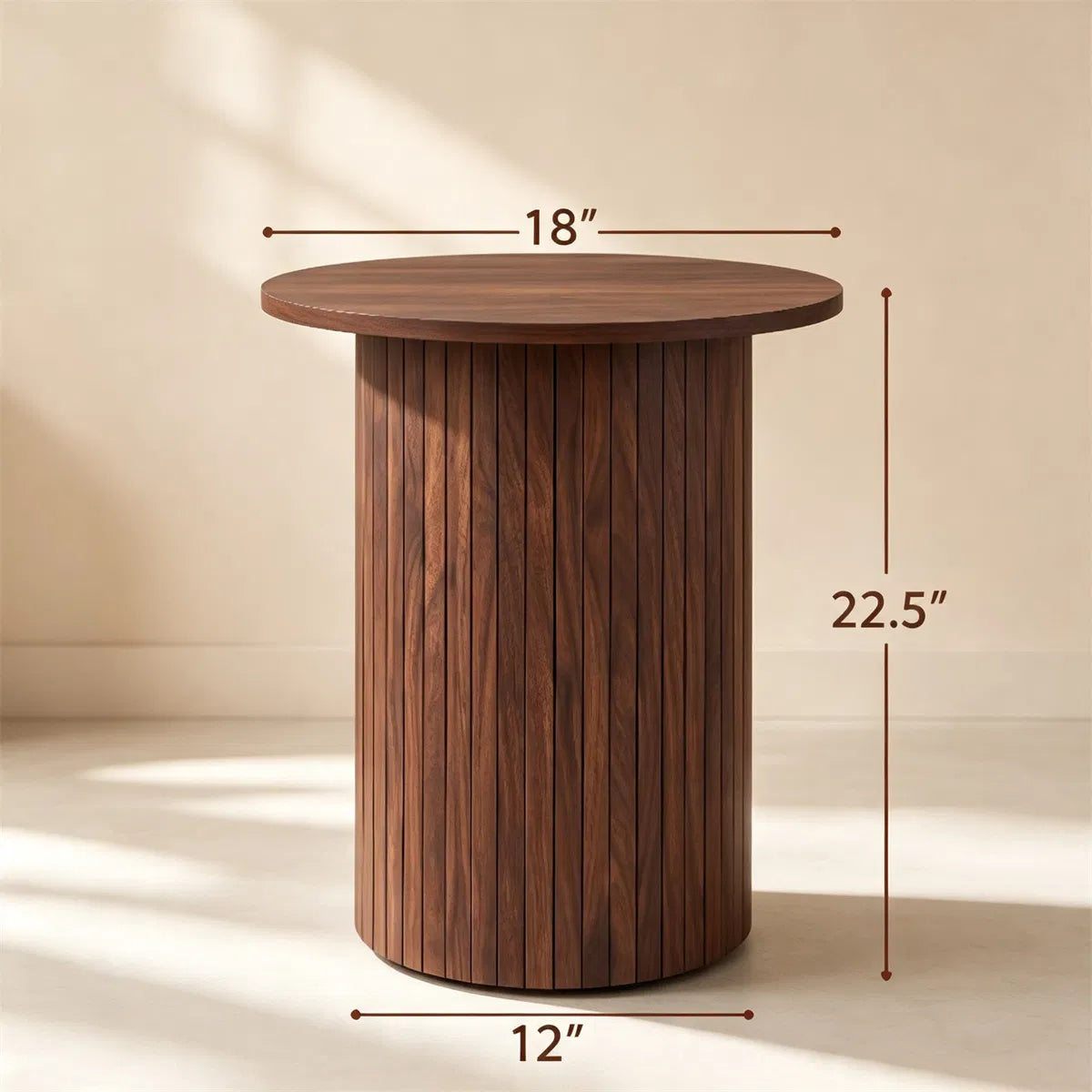 Minimalist Round Pedestal Side Table Space Saving Stable Nightstand With Rounded Edges Anti Slip Pads Versatile Accent Furniture For Small Spaces Home Decor Walnut - Home Decor & Storage | VELOURY LIVING