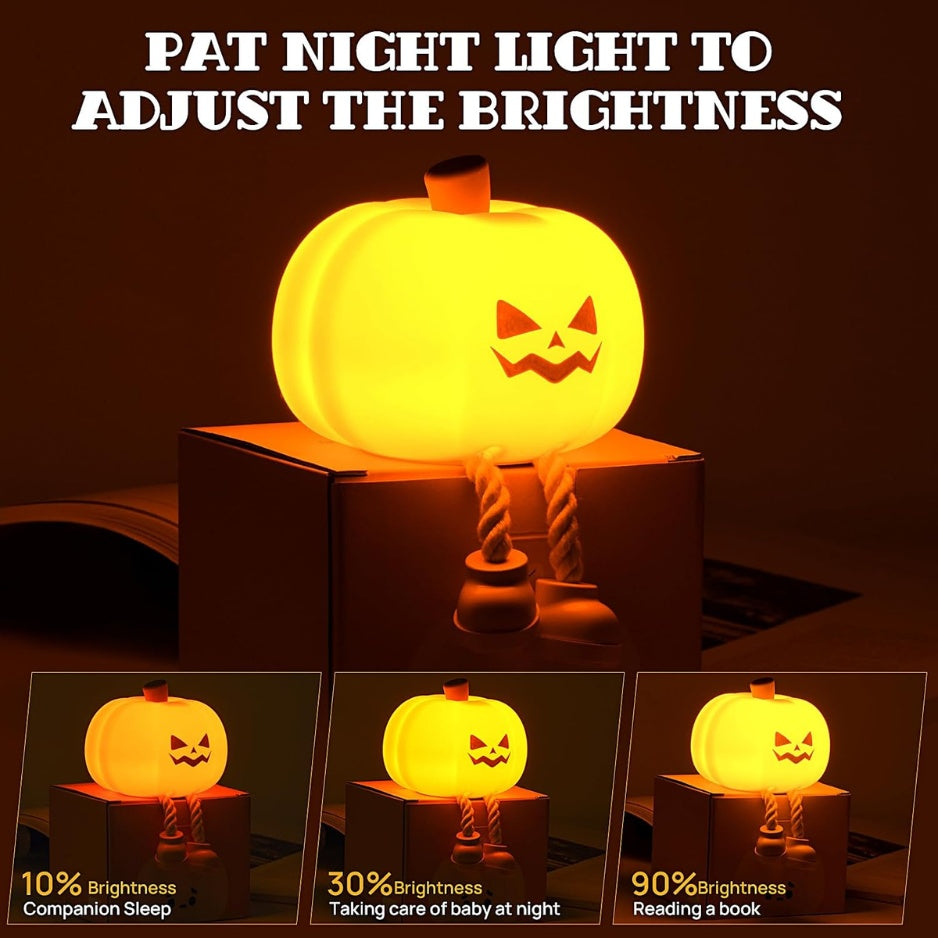 Pumpkin Night Light Official Licensed Genuine Halloween Lamp Decor Gifts Silicone Rechargeable Bedside Touch Dimmable Lamp Festival Decor For Woman - Home Decor & Storage | VELOURY LIVING