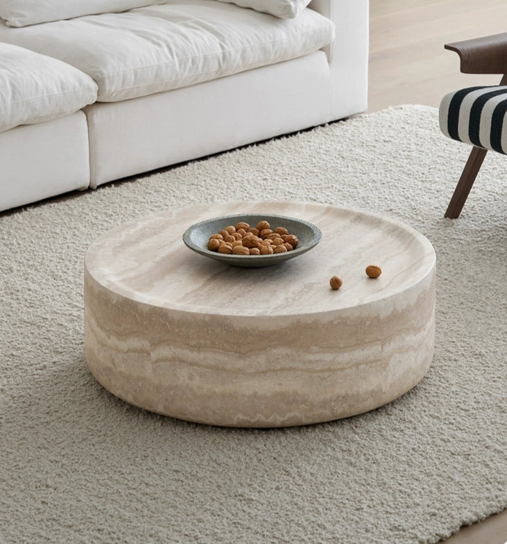 35 43 Faux Mars Pattern Coffee Tables For Living Room Round Tea Faux Travertine Textured Table For Living Room No Need Assembly - Home Decor & Storage | VELOURY LIVING
