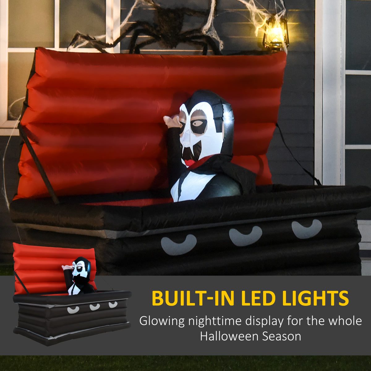 Halloween Inflatables Outdoor Decorations Vampire And Giant Coffin Blow Up Led Yard Decor For Garden Lawn Party Holiday - Home Decor & Storage | VELOURY LIVING