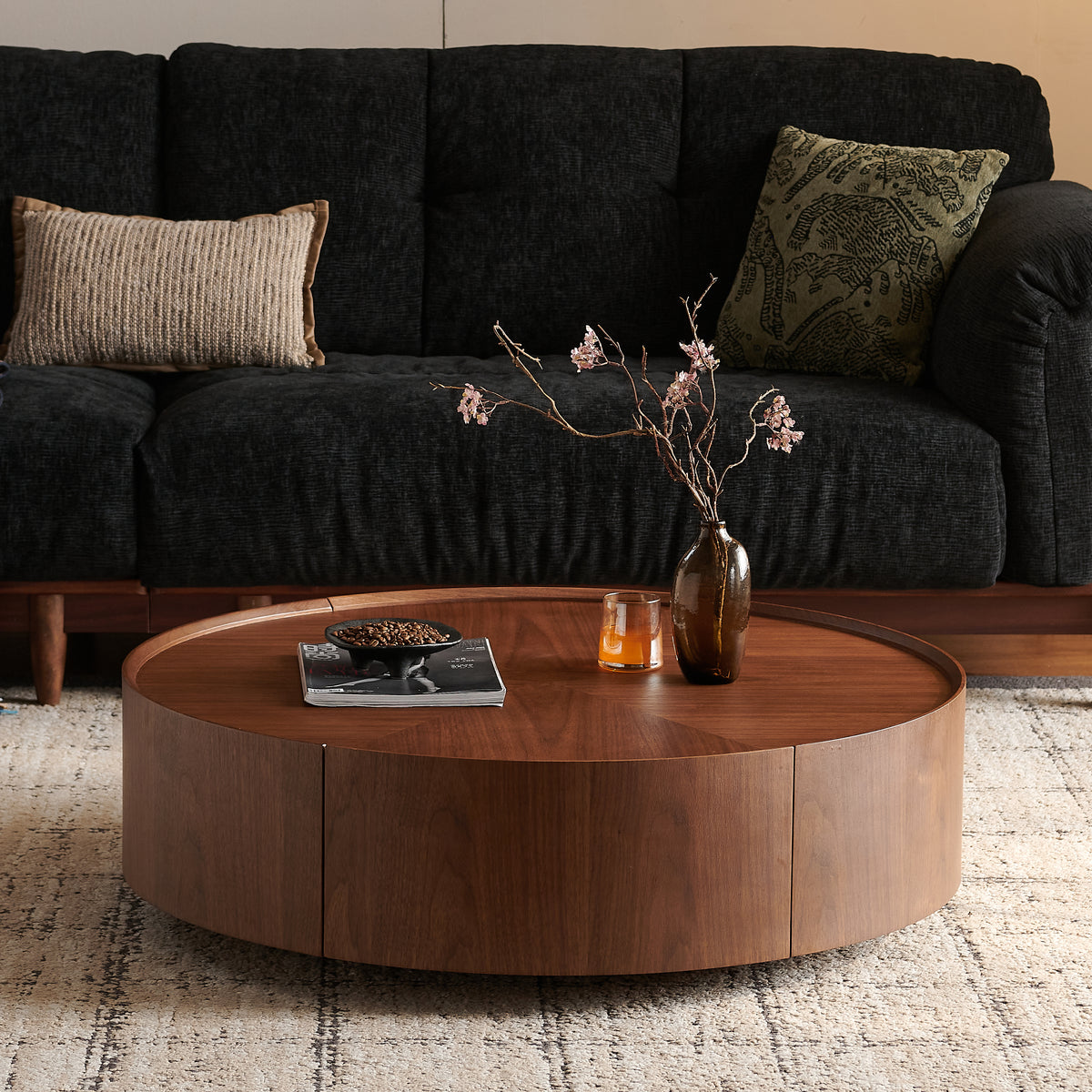 39 3 Inch Coffee Tables Circular Walnut Design Suitable For Living Rooms Walnut Material Suitable For Bedrooms Living Rooms And Offices - Home Decor & Storage | VELOURY LIVING