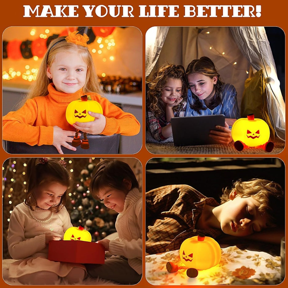 Pumpkin Night Light Official Licensed Genuine Halloween Lamp Decor Gifts Silicone Rechargeable Bedside Touch Dimmable Lamp Festival Decor For Woman - Home Decor & Storage | VELOURY LIVING