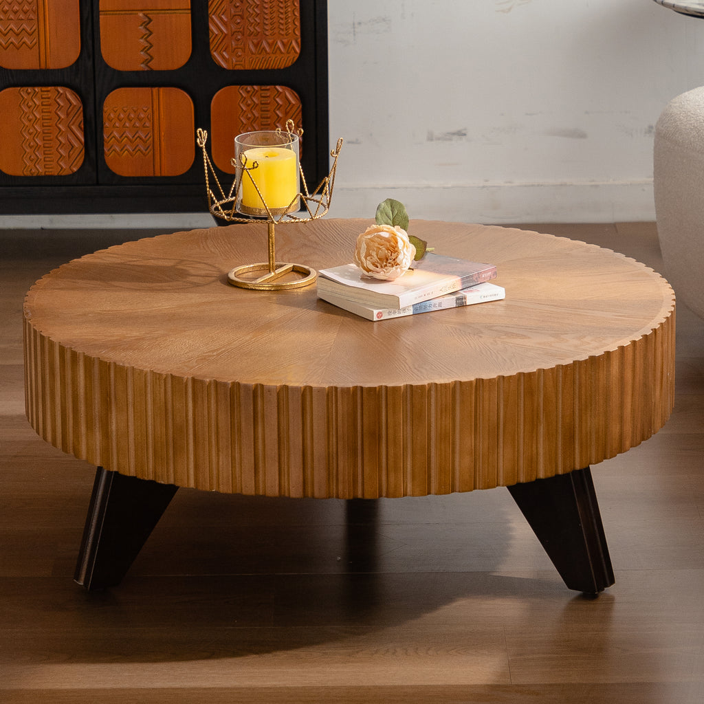 35 4 Round Retro Coffee Table Coffee Table Suitable For Coffee And Home Decor Natural - Home Decor & Storage | VELOURY LIVING