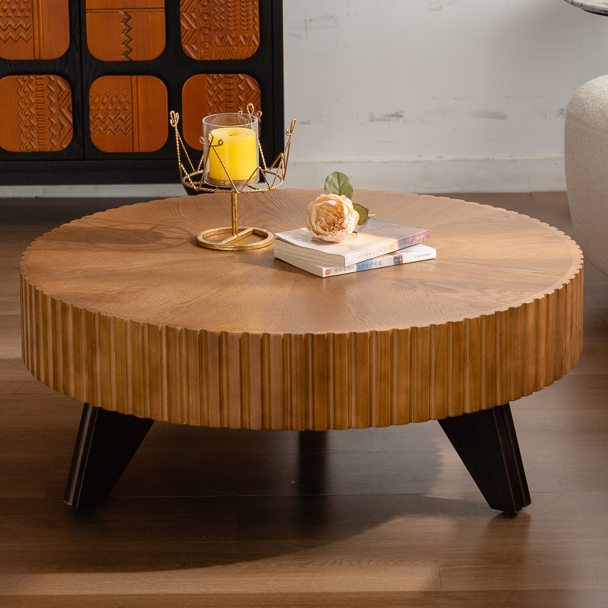 35 4 Round Retro Coffee Table Coffee Table Suitable For Coffee And Home Decor Natural - Home Decor & Storage | VELOURY LIVING