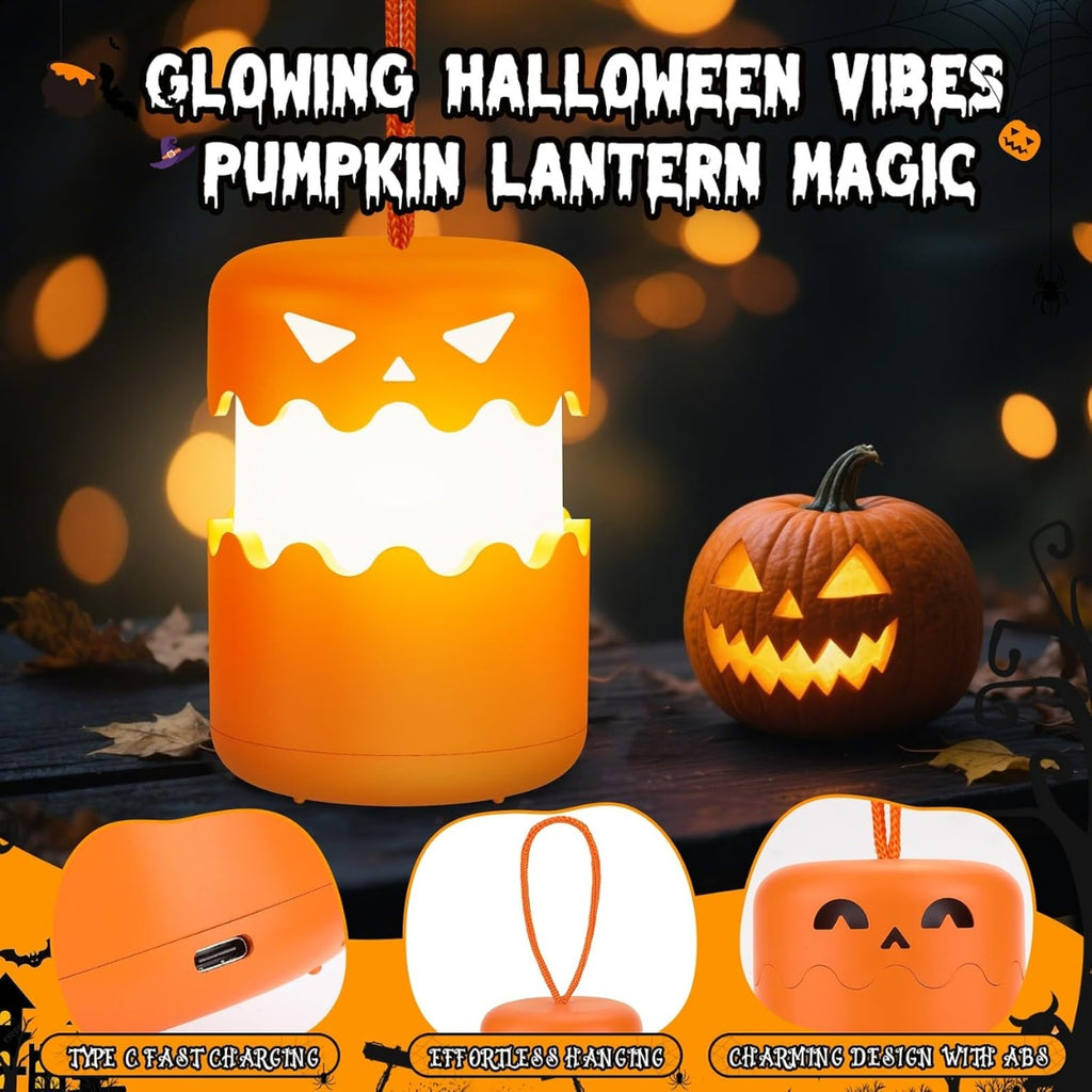 Rechargeable Halloween Pumpkin Lantern Light Collapsible Jack O Lantern - Home Decor & Storage | VELOURY LIVING