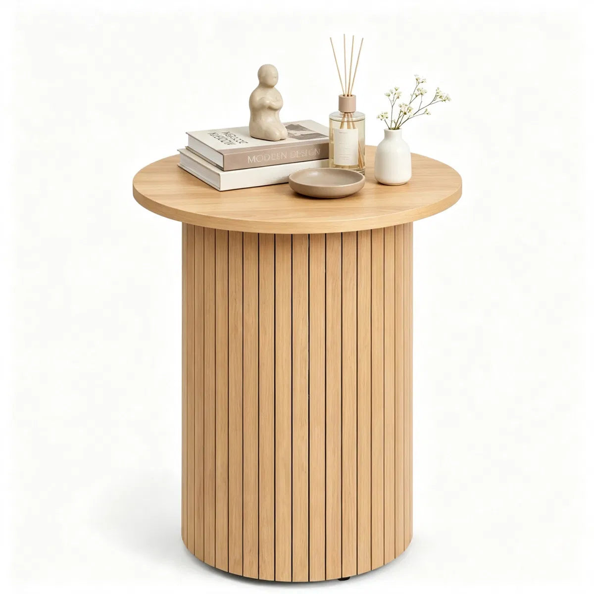 Minimalist Round Pedestal Side Table Space Saving Stable Nightstand With Rounded Edges Anti Slip Pads Versatile Accent Furniture For Small Spaces Home Decor Natural - Home Decor & Storage | VELOURY LIVING