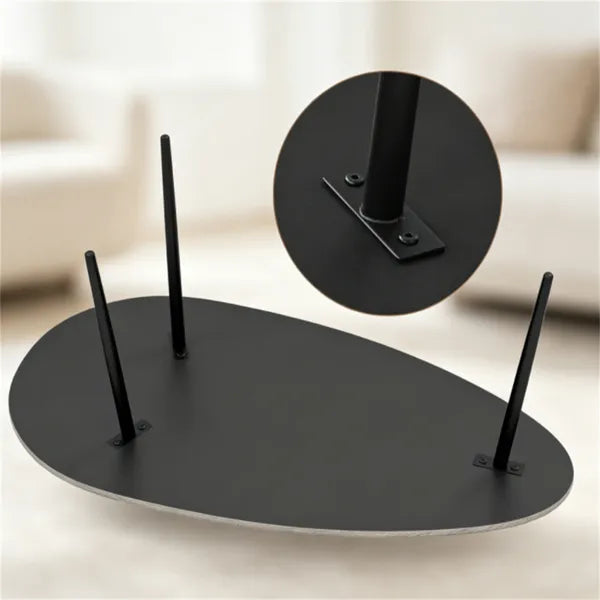 Black Stylish Irregular Shape Coffee Table Heavy Duty Metal Base Oval Sofa Side Table Multifunctional Decor Center Table For Home Living Room - Home Decor & Storage | VELOURY LIVING