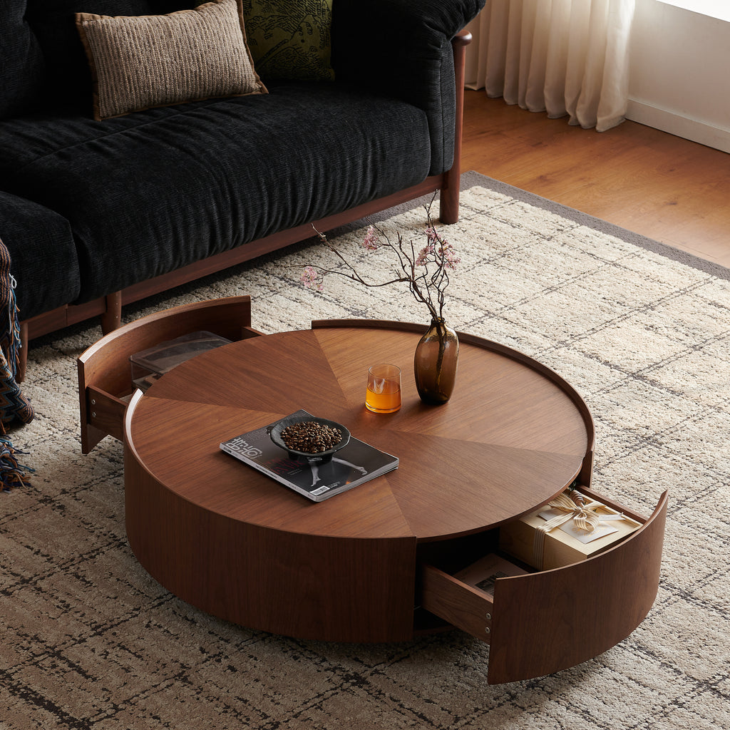 35 4 Inch Coffee Tables Circular Walnut Design Suitable For Living Rooms Walnut Material Suitable For Bedrooms Living Rooms And Offices - Home Decor & Storage | VELOURY LIVING