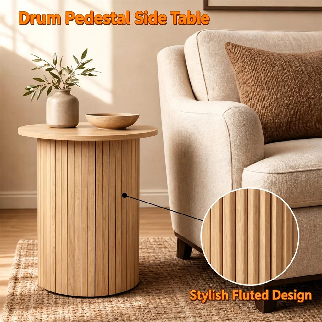 Minimalist Round Pedestal Side Table Space Saving Stable Nightstand With Rounded Edges Anti Slip Pads Versatile Accent Furniture For Small Spaces Home Decor Natural - Home Decor & Storage | VELOURY LIVING