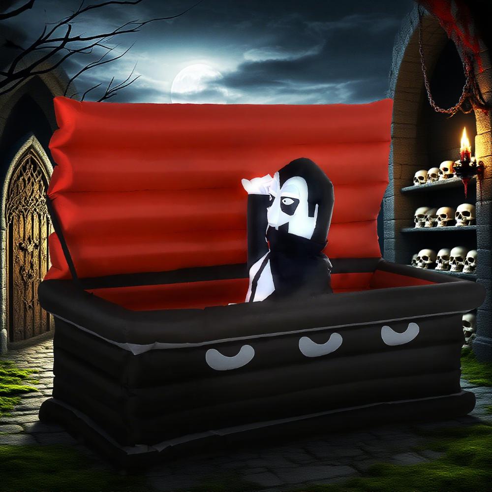 Halloween Inflatables Outdoor Decorations Vampire And Giant Coffin Blow Up Led Yard Decor For Garden Lawn Party Holiday - Home Decor & Storage | VELOURY LIVING