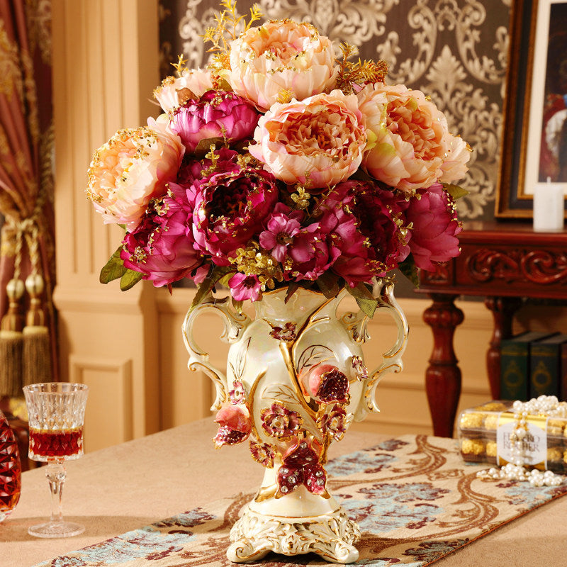Vase Ceramic Decorative Ornament Dried Flower Arrangement Holder - Home Decor & Storage | VELOURY LIVING