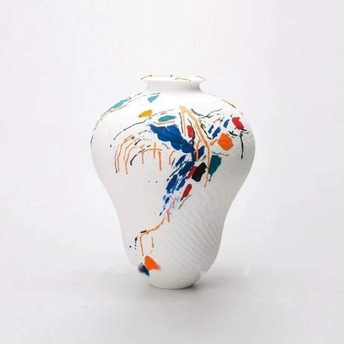 Hand Drawn Minimalist Modern Colored Ceramic Decorative Vase - Home Decor & Storage | VELOURY LIVING