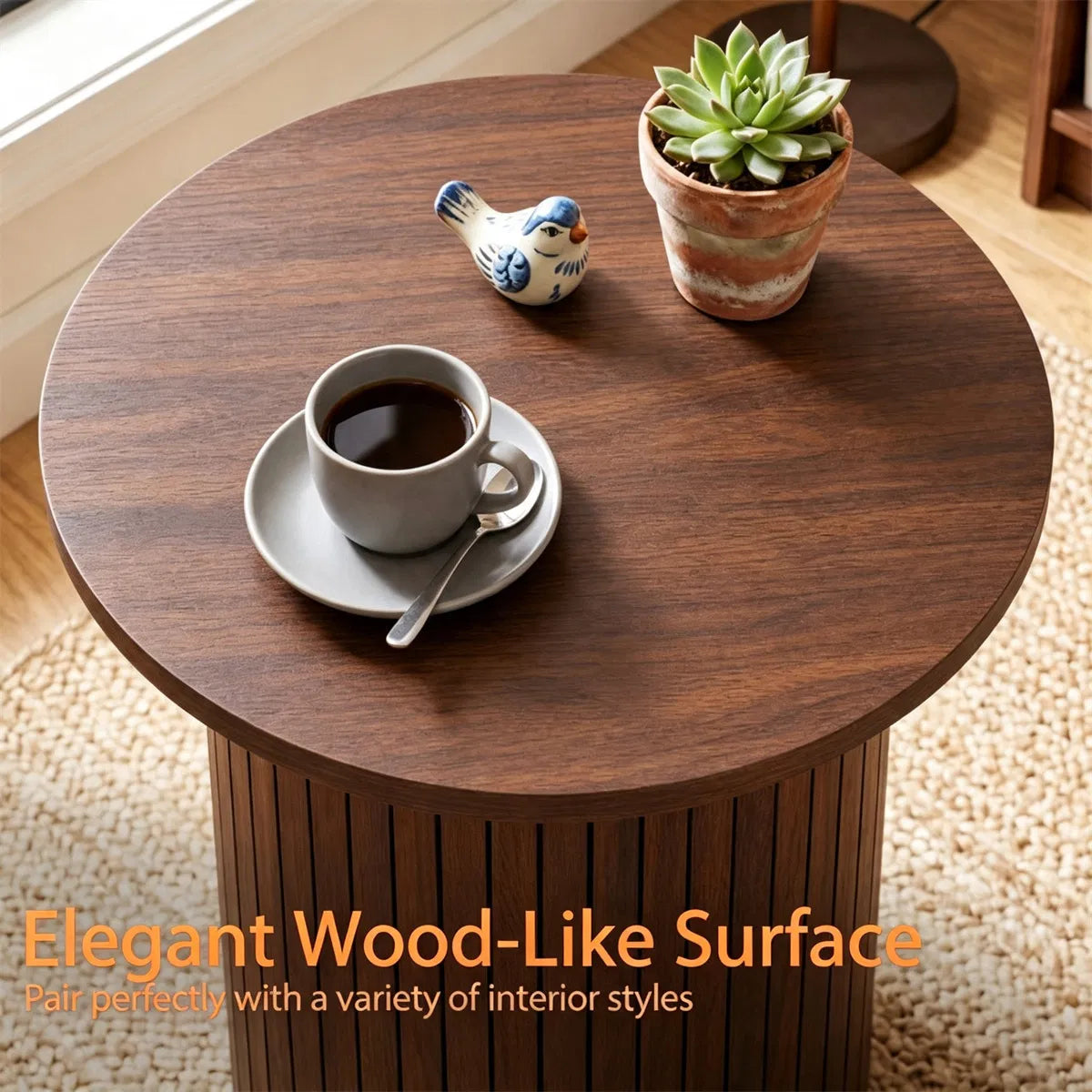 Minimalist Round Pedestal Side Table Space Saving Stable Nightstand With Rounded Edges Anti Slip Pads Versatile Accent Furniture For Small Spaces Home Decor Walnut - Home Decor & Storage | VELOURY LIVING