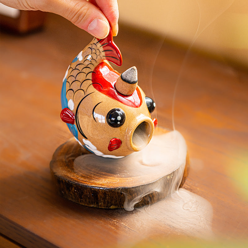 Desktop Reflux Incense Burner With Fish Ornaments Every Year - Home Decor & Storage | VELOURY LIVING